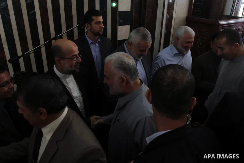 Palestinian Prime Minister in Gaza Strip, Ismail Haniyeh meets with the convoy of "Miles of Smiles 23" following the Friday prayers, in Gaza City on November 22, 2013. Photo by Mohammed Asad