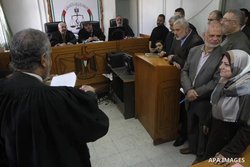 Palestinian Prime Minister in Gaza, Ismail Haniyeh, visits The Palestinian Islamic courts and judicial, in Gaza City November 25, 2013. Photo by Mohammed Asad