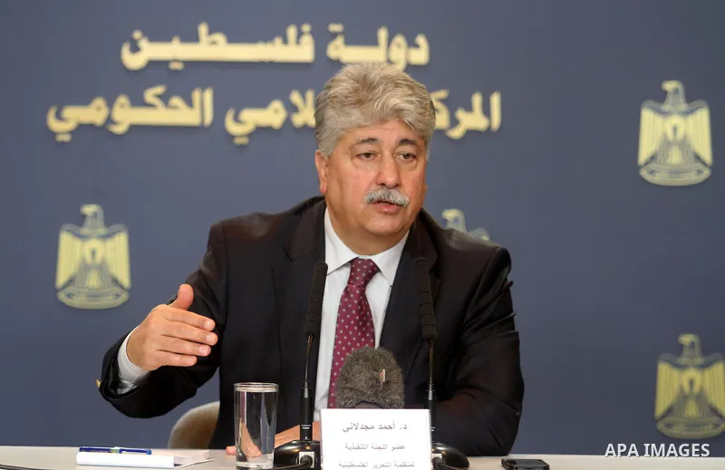 Palestinian Labor Minister and the PLO envoy to Syria Ahmed Majdalani, speaks during a press conference in the West Bank City of Ramallah on 16 January 2014. Majdalani visited Syria to discuss the humanitarian conditions...