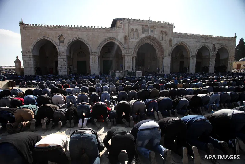 Palestinian worshipers attend Friday prayers at the Al-Aqsa compound, Islam's third holiest site, in the old city of Jerusalem January 17, 2014. Photo by Saeed Qaq