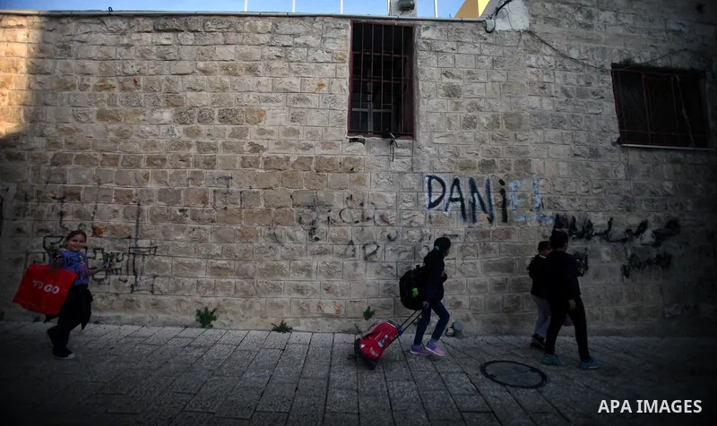 Palestinian students make their way to the home in the village of Tarshiha, north Acre on January 21, 2014. Tarshiha was in the territory allotted to the Arab state under the 1947 UN Partition Plan. However, in the 1948...
