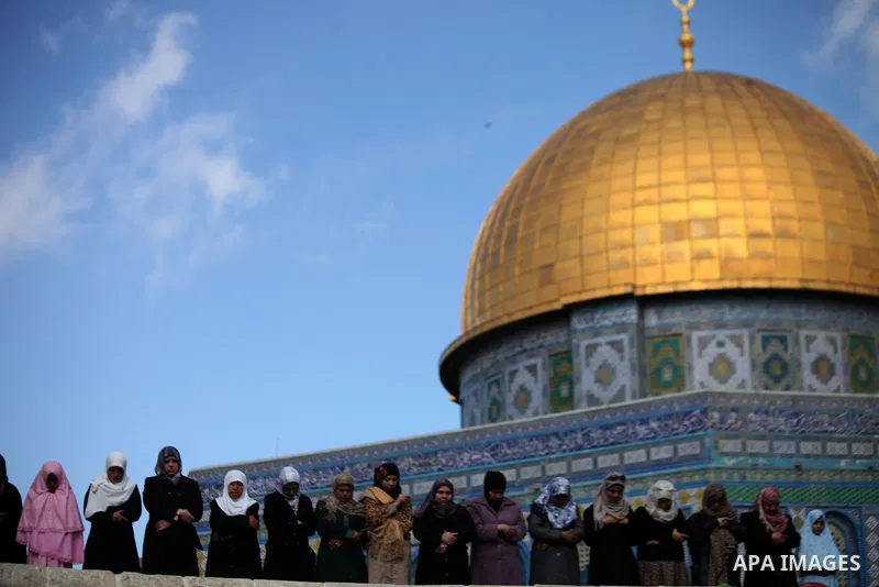 Palestinian worshipers attend Friday prayers at the Al-Aqsa compound, Islam's third holiest site, in the old city of Jerusalem January 24, 2014. Photo by Saeed Qaq