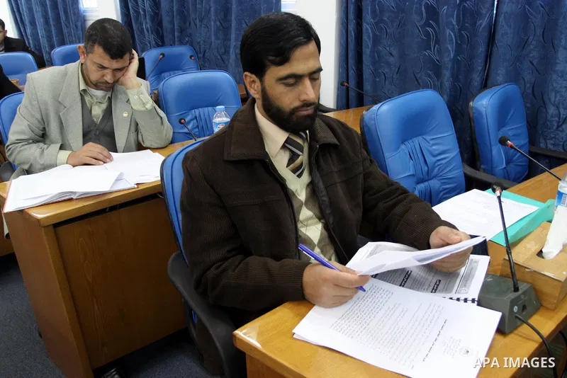 Members of the Palestinian Legislative Council in Gaza Strip hold a hearing discusses the Prawer Plan at the Palestinian Legislative Council, in Gaza City on January 28, 2014. The Prawer Plan bill calls for the relocatio...