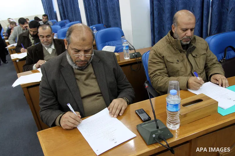 Members of the Palestinian Legislative Council in Gaza Strip hold a hearing discusses the Prawer Plan at the Palestinian Legislative Council, in Gaza City on January 28, 2014. The Prawer Plan bill calls for the relocatio...