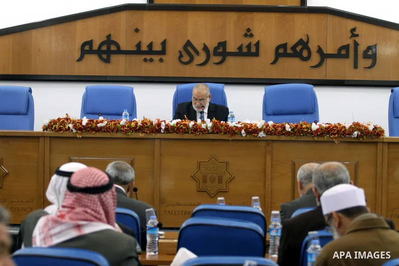 Members of the Palestinian Legislative Council in Gaza Strip hold a hearing discusses the Prawer Plan at the Palestinian Legislative Council, in Gaza City on January 28, 2014. The Prawer Plan bill calls for the relocatio...