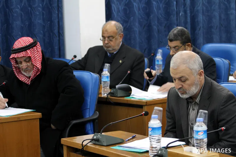 Members of the Palestinian Legislative Council in Gaza Strip hold a hearing discusses the Prawer Plan at the Palestinian Legislative Council, in Gaza City on January 28, 2014. The Prawer Plan bill calls for the relocatio...