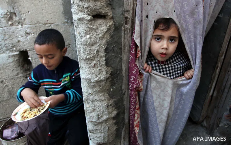 A Palestinian girl looks through a curtain as she plays in front her Family's house at al-Shati refugee camp in the west Gaza City January 29, 2014. Photo by Ashraf Amra