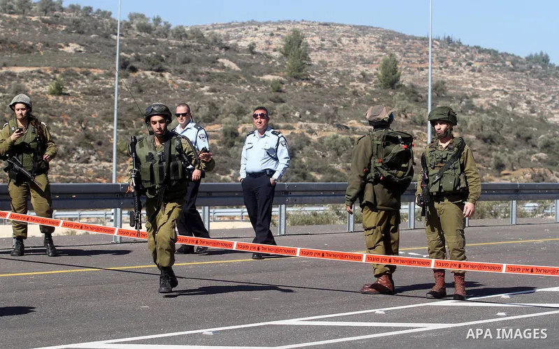 Israeli soldiers stand guard near the site of a fatal shooting incident next to the Palestinian village of Ein Sariya, north of the West Bank city of Ramallah January 29, 2014. Israeli soldiers killed Muhammad Mubarak, 2...