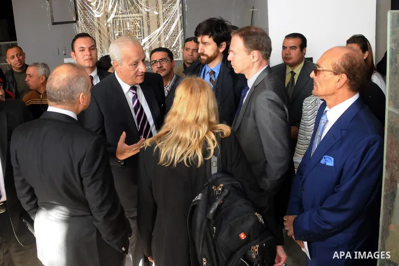 The members of UNESCO delegation visit the Museum of Islamic Art in Cairo, Egypt, Friday, Jan. 31, 2014. The U.N. agency visited the museum where centuries-old artifacts were destroyed by a bombing that also ripped throu...