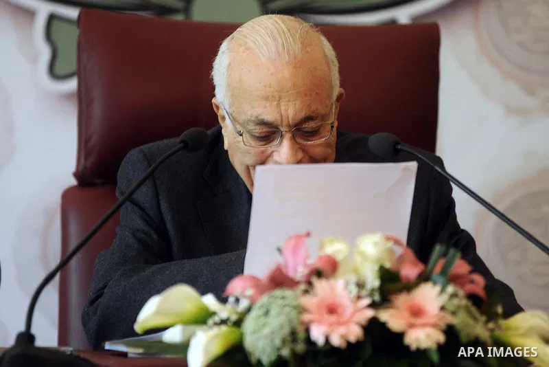 Arab League Secretary General Nabil al-Arabi speaks during a press conference after he returned from Switzerland where he attended the so-called Geneva II peace talks on February 3, 2014 in Cairo. Al-Arabi said that he "...