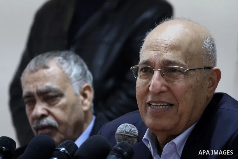 The member of Fatah Central Committee Nabil Shaath speaks during a press conference in Gaza City on February 10, 2014. Photo by Mohammed Asad