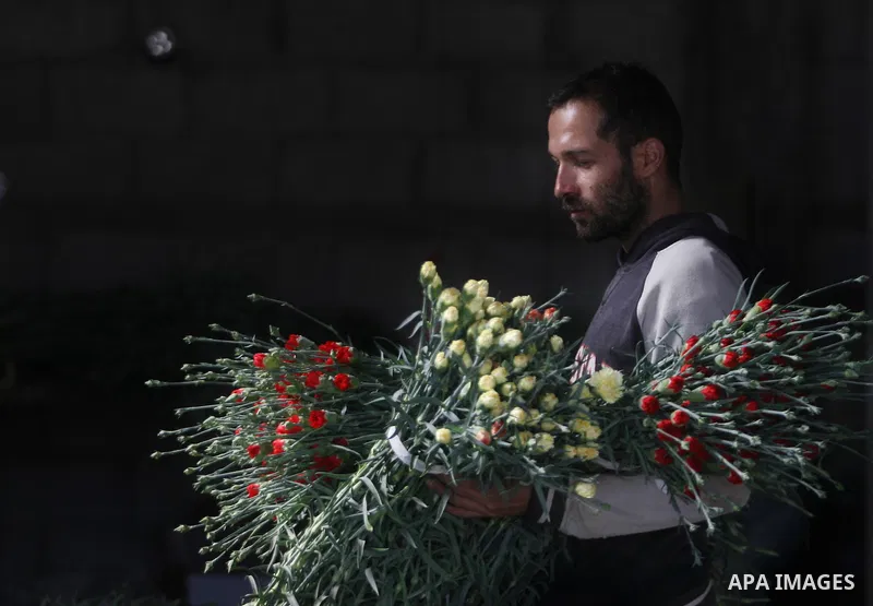 A Palestinian laborer picks carnations to be sold on Valentine's Day, in at a flower farm in Rafah in the southern Gaza Strip on Feb. 12, 2014. Photo by Eyad Al Baba