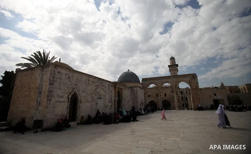 Palestinian worshipers attend Friday prayers at the Al-Aqsa compound, Islam's third holiest site, in the old city of Jerusalem February 14, 2014. Photo by Saeed Qaq