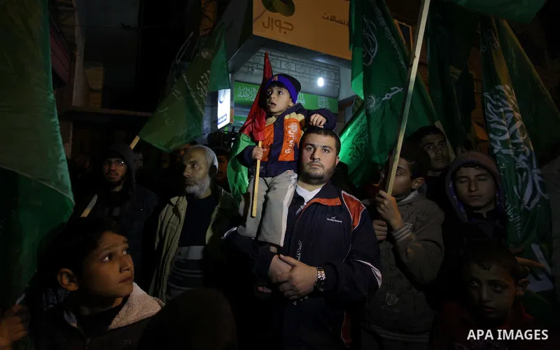 Palestinian Hamas movement supporters take part in a demonstration against the Israeli Judaization schemes in al-Aqsa Mosque and occupied Jerusalem, in Gaza City on February 18, 2014. Palestinians accuse Israel of waging...