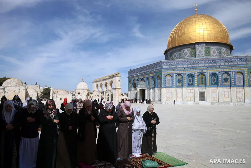 Palestinian worshipers attend Friday prayers at the Al-Aqsa compound, Islam's third holiest site, in the old city of Jerusalem February 21, 2014. Photo by Saeed Qaq