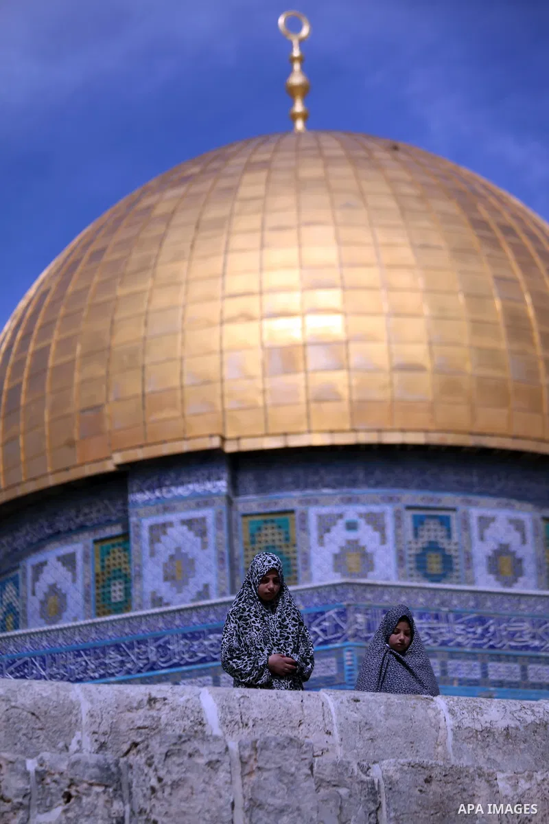 Palestinian worshipers attend Friday prayers at the Al-Aqsa compound, Islam's third holiest site, in the old city of Jerusalem February 21, 2014. Photo by Saeed Qaq
