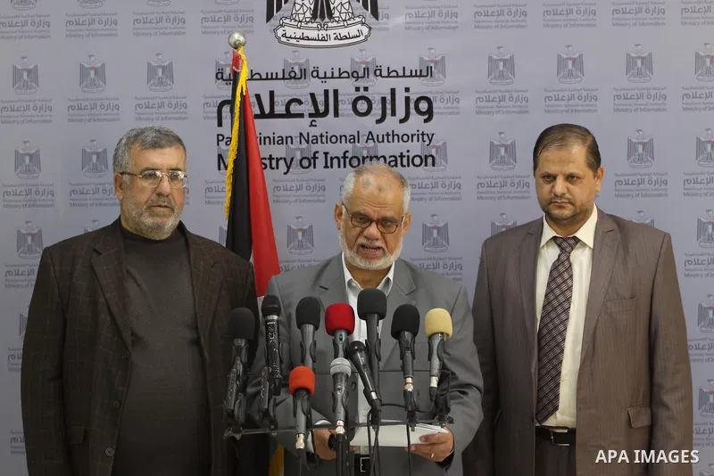 Palestinian Minister of Justice, Atallah Abu Subbah, speaks during a press conference, in Gaza city on Feb. 26, 2014. Photo by Mohammed Asad