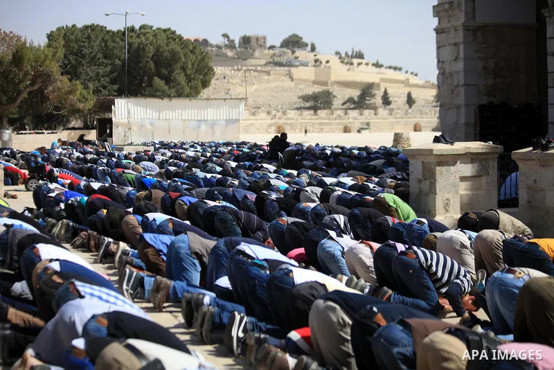 Palestinian worshipers attend Friday prayers at the Al-Aqsa compound, Islam's third holiest site, in the old city of Jerusalem March 07, 2014. Photo by Saeed Qaq