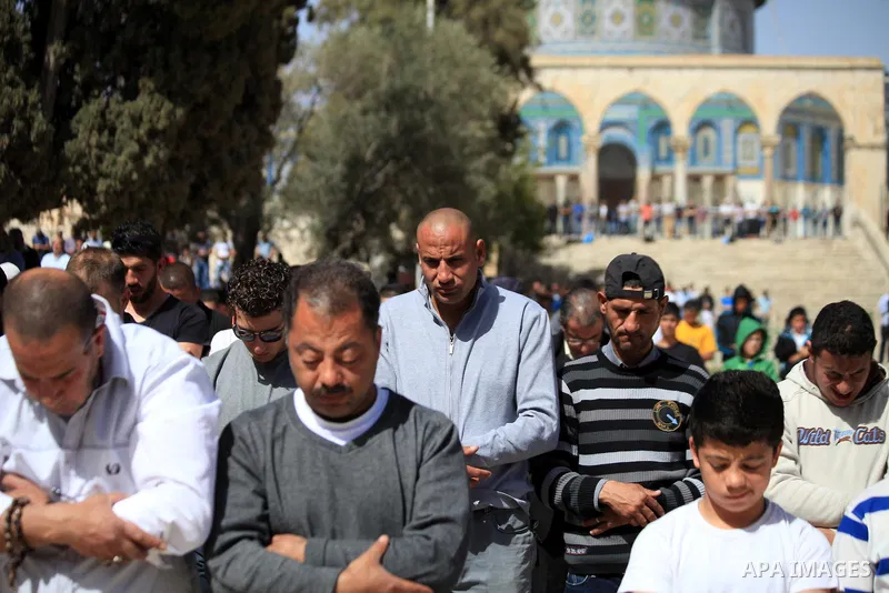 Palestinian worshipers attend Friday prayers at the Al-Aqsa compound, Islam's third holiest site, in the old city of Jerusalem March 07, 2014. Photo by Saeed Qaq