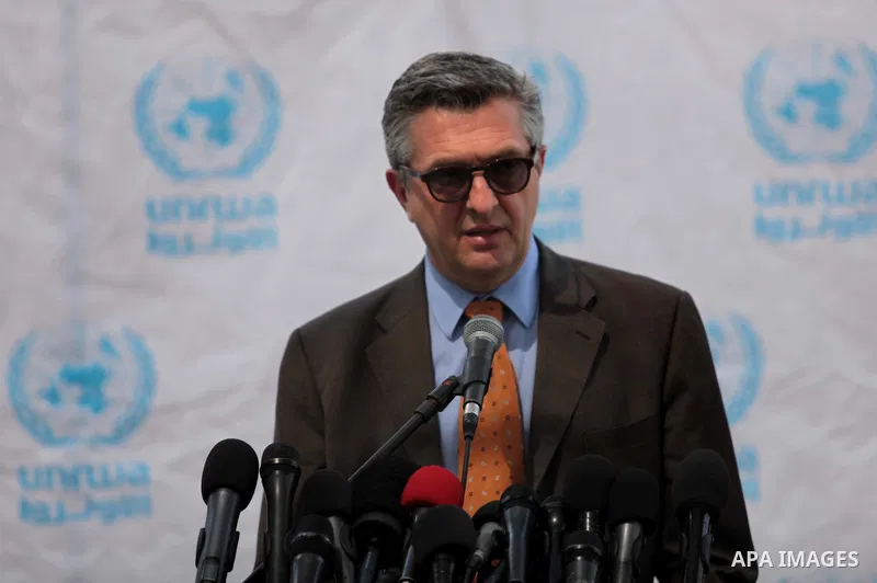 UNRWA Commissioner-General Filippo Grandi speaks during a press conference in Gaza City, Tuesday, March 25, 2014. The UN official accused Israel of hindering development in Gaza through a blockade of the seaside territor...