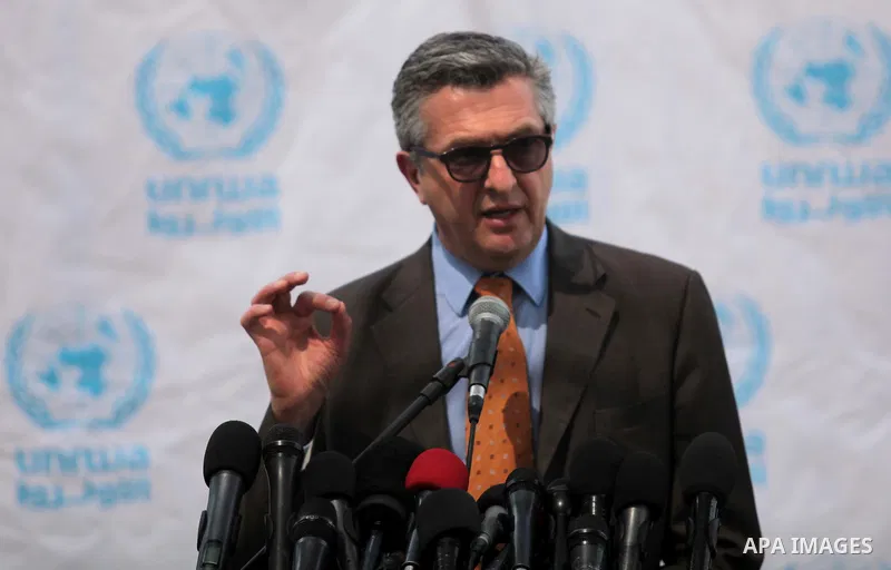 UNRWA Commissioner-General Filippo Grandi speaks during a press conference in Gaza City, Tuesday, March 25, 2014. The UN official accused Israel of hindering development in Gaza through a blockade of the seaside territor...