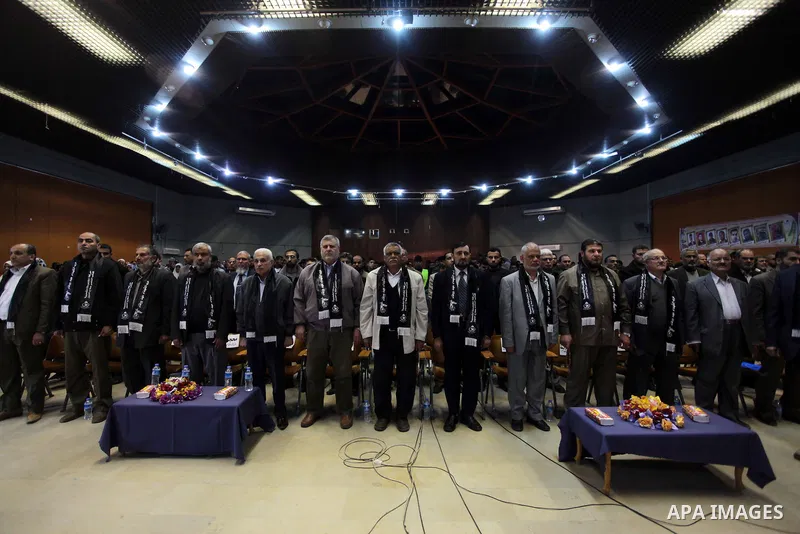 Palestinian supporters of Popular Resistance movement attend a ceremony to mark the eighth anniversary of killing its leader Abed Yousuf al-Qouqa, in Gaza City on March 30, 2014. Israeli forces assassinated al-Quqa on Ma...