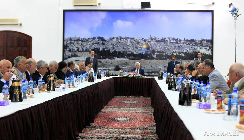 Palestinian President Mahmoud Abbas attends a meeting of the Palestinian leadership in the West Bank city of Ramallah March 31, 2014. U.S. Secretary of State John Kerry broke from his travel schedule for the second time...
