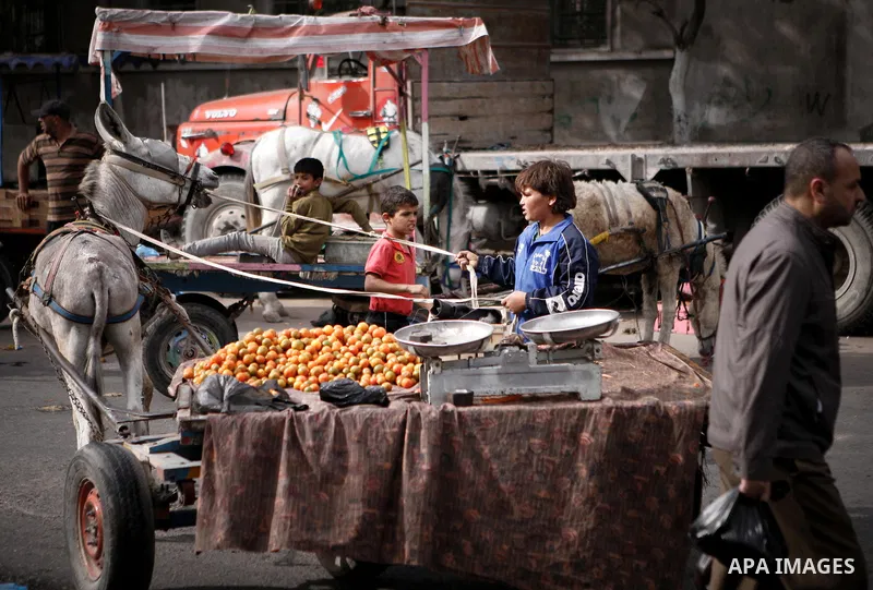 Palestinians shop at the market in Gaza city, on April 11, 2014. Photo by Ezz al-Zanoon