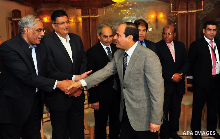 Presidential hopeful Abdel-Fattah El-Sissi meets with delegation of sports, in Cairo, Egypt,on April 26, 2014. Photo by Sissi 2014 Campaign