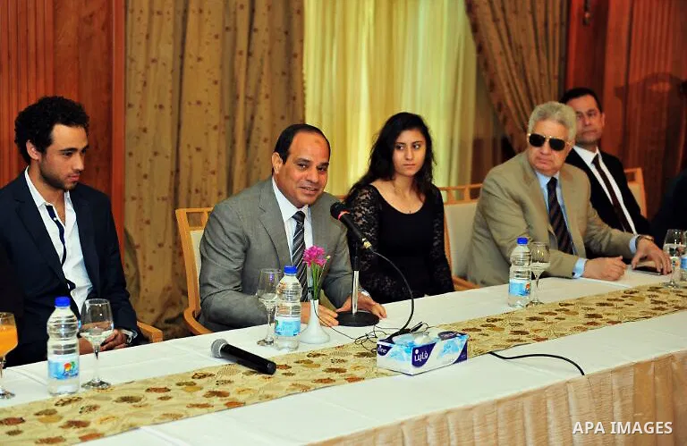 Presidential hopeful Abdel-Fattah El-Sissi meets with delegation of sports, in Cairo, Egypt,on April 26, 2014. Photo by Sissi 2014 Campaign