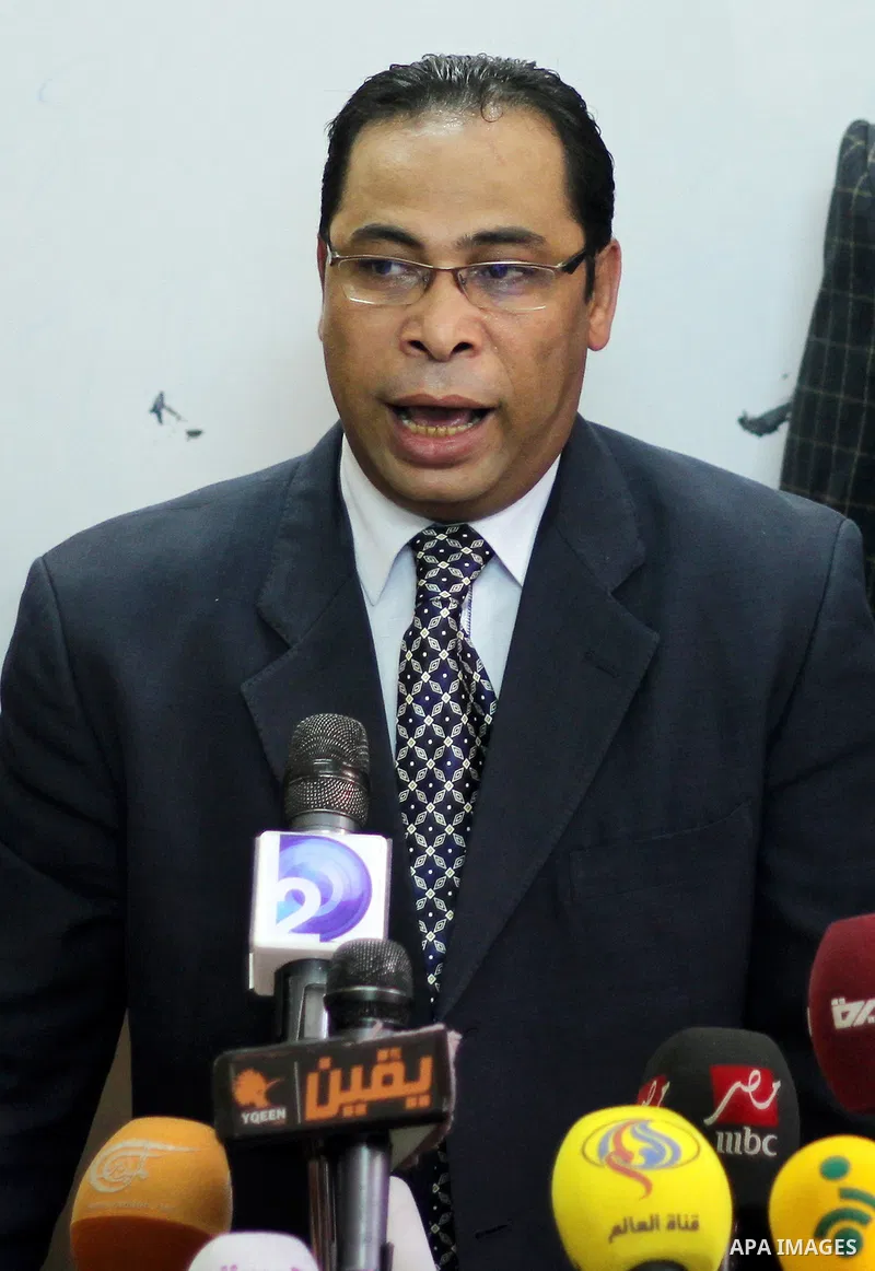 Egyptian members of April 6 movement hold a press conference in Cairo on April 29, 2014. An Egyptian court banned the April 6 youth movement that spearheaded the 2011 revolt which toppled strongman Hosni Mubarak, followi...