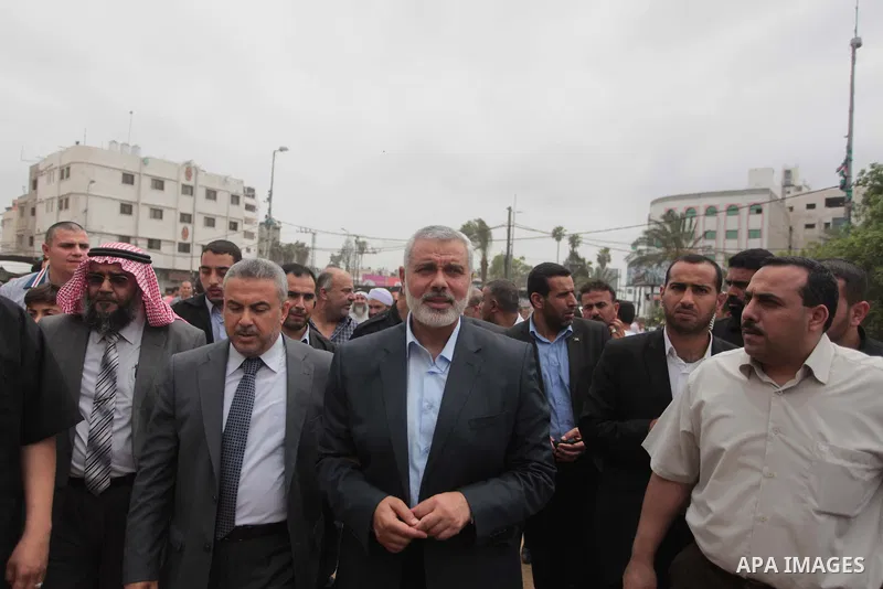 Palestinian Prime Minister in Gaza strip, Ismail Haniyeh attends the opening of the projects in Gaza city, on May 28, 2014. Photo by Ashraf Amra
