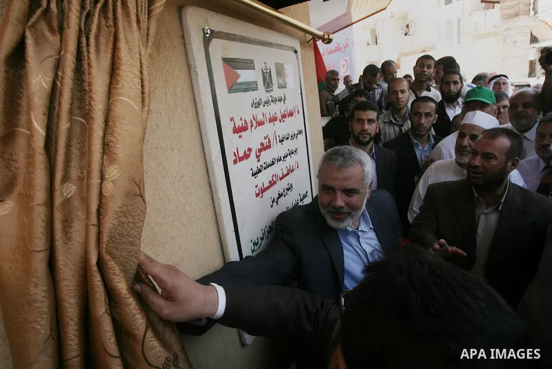 Palestinian Prime Minister in Gaza strip, Ismail Haniyeh attends the opening of the Algerian hospital in Khan Younis in the southern Gaza Strip , on May 29, 2014. Photo by Eyad Al Baba