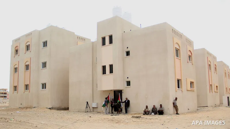 A picture taken on May 31, 2014, Shows the Saudi neighborhood 'Saud 2' at Rafah in southern Gaza Strip, on May 31, 2014. Saudi Fund for Development handed over the 762 housing units at a cost of 50 million dollars under...