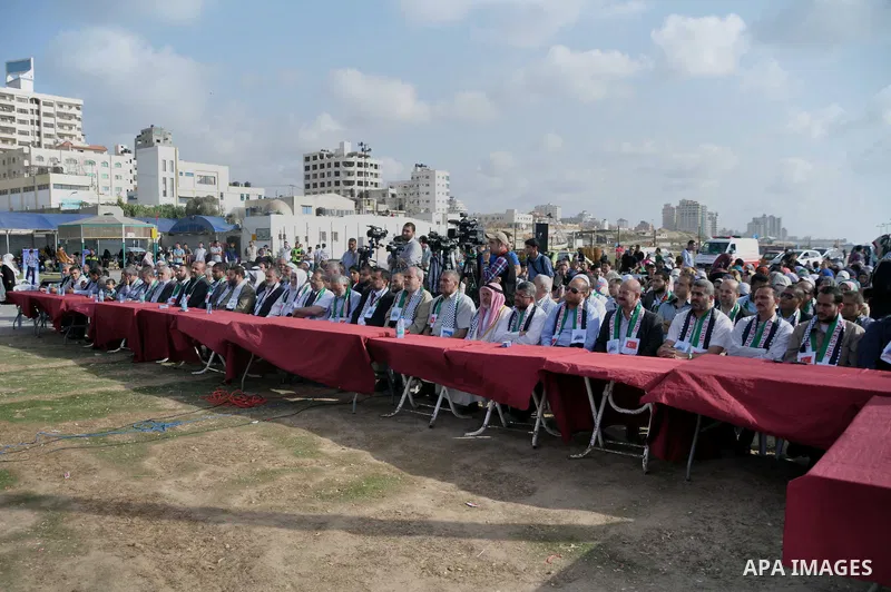 Palestinians take part a celebrate to mark the fourth anniversary of the Mavi Marmara Gaza flotilla incident, organized by the Turkish humanitarian relief IHH, at the seaport of Gaza City May 31, 2014. Eight Turks and a...