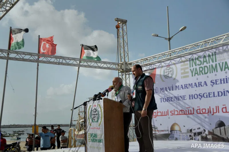 Palestinians take part a celebrate to mark the fourth anniversary of the Mavi Marmara Gaza flotilla incident, organized by the Turkish humanitarian relief IHH, at the seaport of Gaza City May 31, 2014. Eight Turks and a...