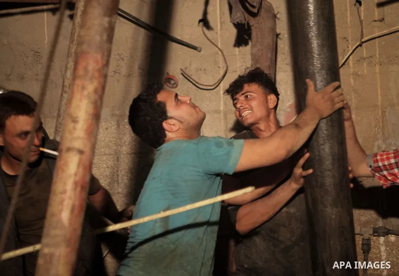 Palestinian workers drill water wells, in Gaza city, on June 01, 2014. The coastal aquifer, Gaza's main water source, has been continuously over-pumped for decades, even prior to Israel's occupation in 1967. Some 180 mil...