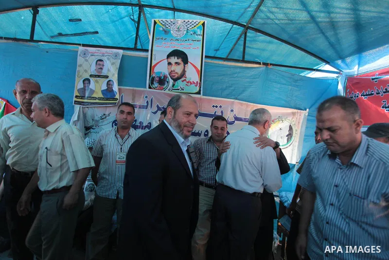 Palestinian Hamas official Khalil al-Hayya takes part a rally to show solidarity with Palestinian prisoners held in Israeli jails, in front of Red cross office in Gaza City June 2, 2014. Some 120 Palestinians jailed with...