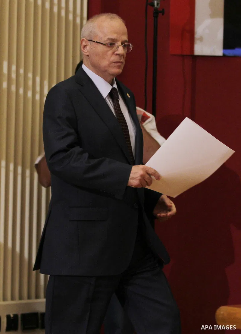 Egyptian judge Anwar Rashad al-Asi, head of the presidential election commission, holds a press conference in the capital Cairo on June 3, 2014, in which he announces that Ex-army chief Abdel Fattah al-Sisi won 96.9 perc...