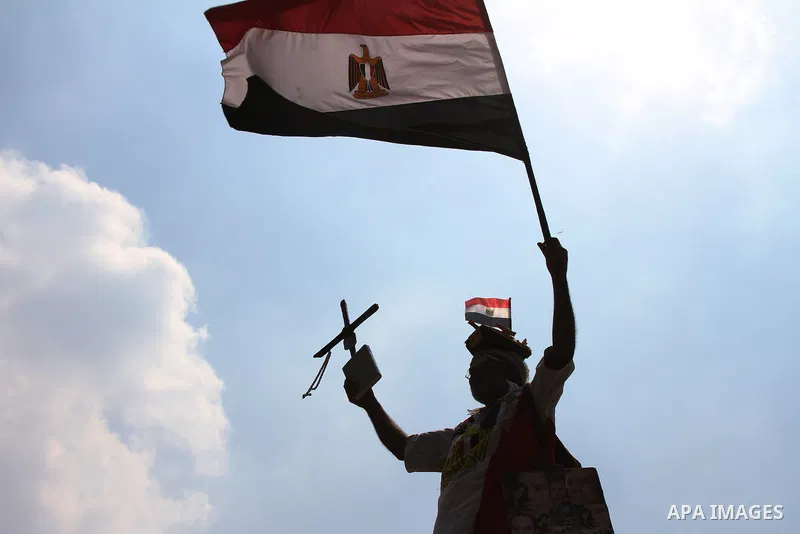 Egyptians celebrate upon the completion of the swearing-in ceremony by President elect Abdel Fattah al-Sissi, in Tahrir square, Cairo, Egypt, 08 June 2014. Former army chief Abdel Fattah al-Sissi was on 08 June, sworn in...