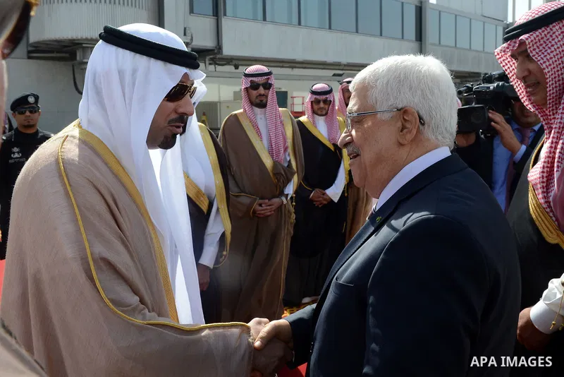Palestinian President, Mahmoud Abbas access to Jeddah, in Jeddah, Saudi Arabia, on June 17, 2014. Photo by Thaer Ganaim