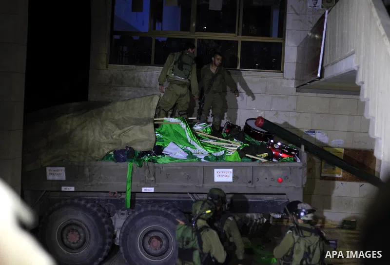 Israeli soldiers patrol at Birzeit University, on the outskirts of the city of Ramallah in the West Bank during an operation on June 19, 2014 as Israeli forces broadened the search for three teenagers believed kidnapped...