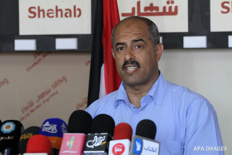 Former head of the union staff in Gaza, Mohammed Siam speaks during a press conference in Gaza city, on June 25, 2014. Photo by Mohammed Asad