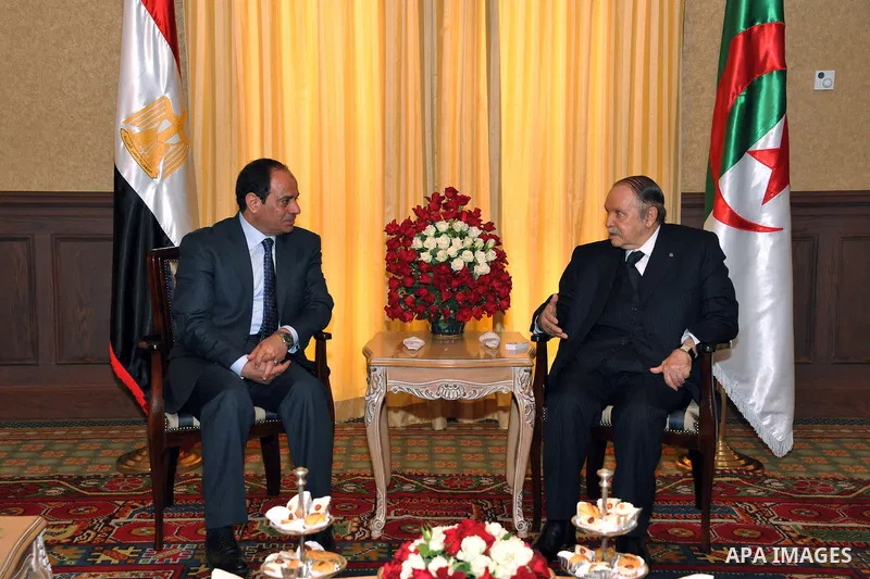 A handout photo made available by the Egyptian Presidency shows Egyptian President Abdel Fattah al-Sissi (L) meeting with Algerian President Abdelaziz Bouteflika (R) in Algiers, Algeria, 25 June 2014. Al-Sissi arrived in...