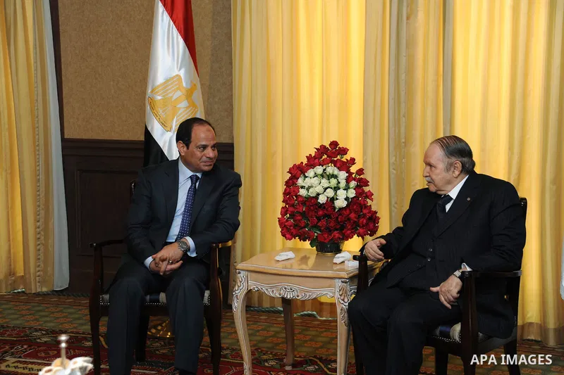 A handout photo made available by the Egyptian Presidency shows Egyptian President Abdel Fattah al-Sissi (L) meeting with Algerian President Abdelaziz Bouteflika (R) in Algiers, Algeria, 25 June 2014. Al-Sissi arrived in...