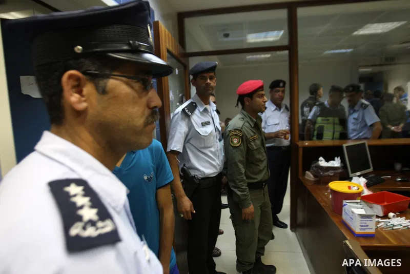 Palestinian policemen donate blood during a campaign of blood donation for Gaza strip, at hospital in the West Bank city of Nablus, on July 31, 2014. At least 10 people were killed in fresh Israeli strikes in central and...