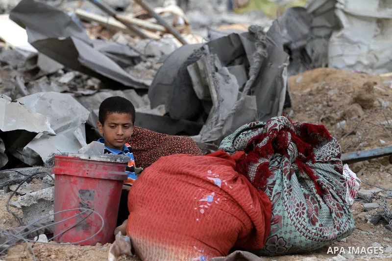 Palestinians inspect destroyed houses as they returning to their homes in the Al-Shejaia neighbourhood of Gaza City on August 5, 2014, after a 72-hour truce agreed by Israel and Hamas went into effect following intense g...
