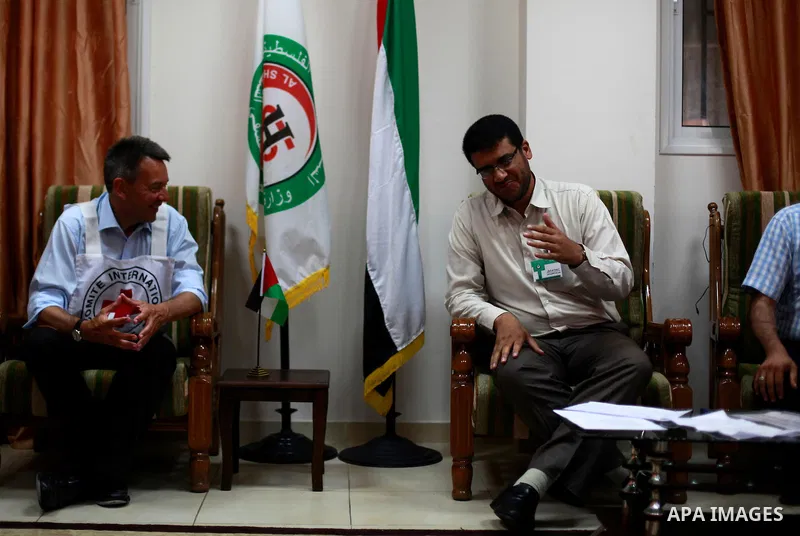 The President of the International Committee of the Red Cross (ICRC), Peter Maurer, visits Al-Shifa Hospital in Gaza City on Aug 05, 2014. ICRC spokesman in Gaza Nasser al-Naggar said Maurer would start his tour by visit...