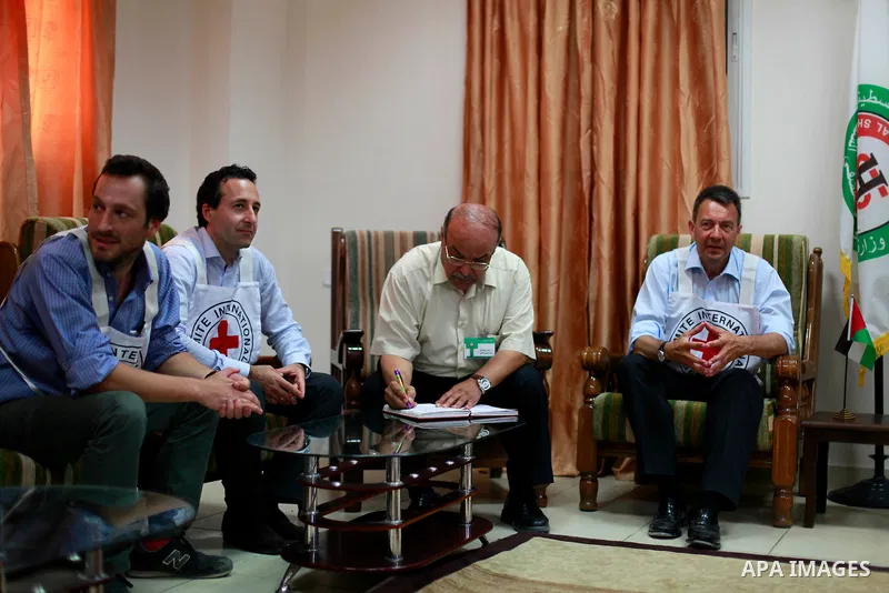 The President of the International Committee of the Red Cross (ICRC), Peter Maurer, visits Al-Shifa Hospital in Gaza City on Aug 05, 2014. ICRC spokesman in Gaza Nasser al-Naggar said Maurer would start his tour by visit...