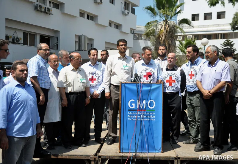 The President of the International Committee of the Red Cross (ICRC), Peter Maurer, speaks during a press conference at Al-Shifa Hospital in Gaza City on Aug 05, 2014. ICRC spokesman in Gaza Nasser al-Naggar said Maurer...